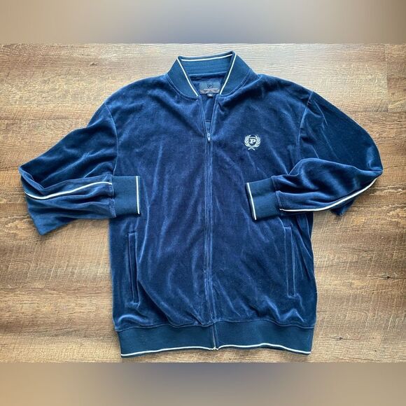PHAT FARM vintage blue velvet track jacket streetwear hip-hop 90s sz L RARE - Picture 6 of 16